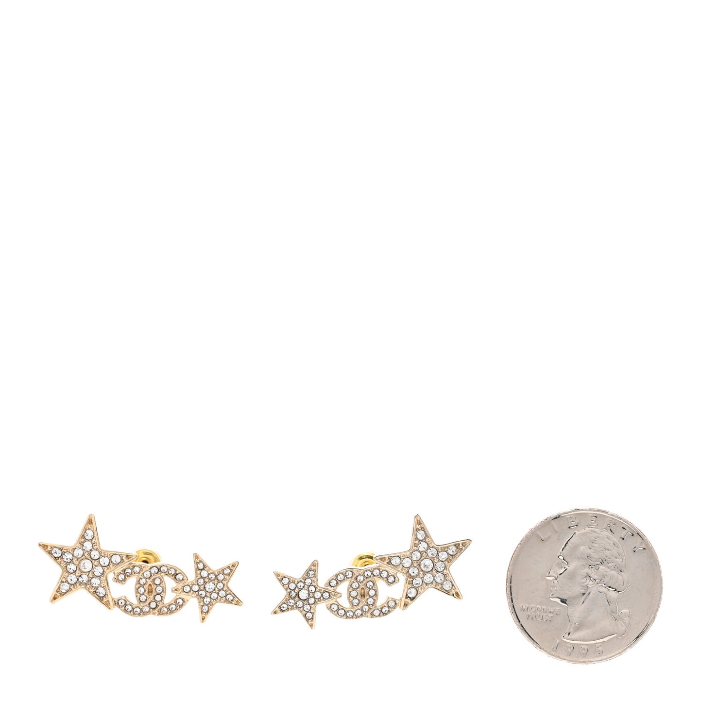 Crystal Star CC Earrings Gold