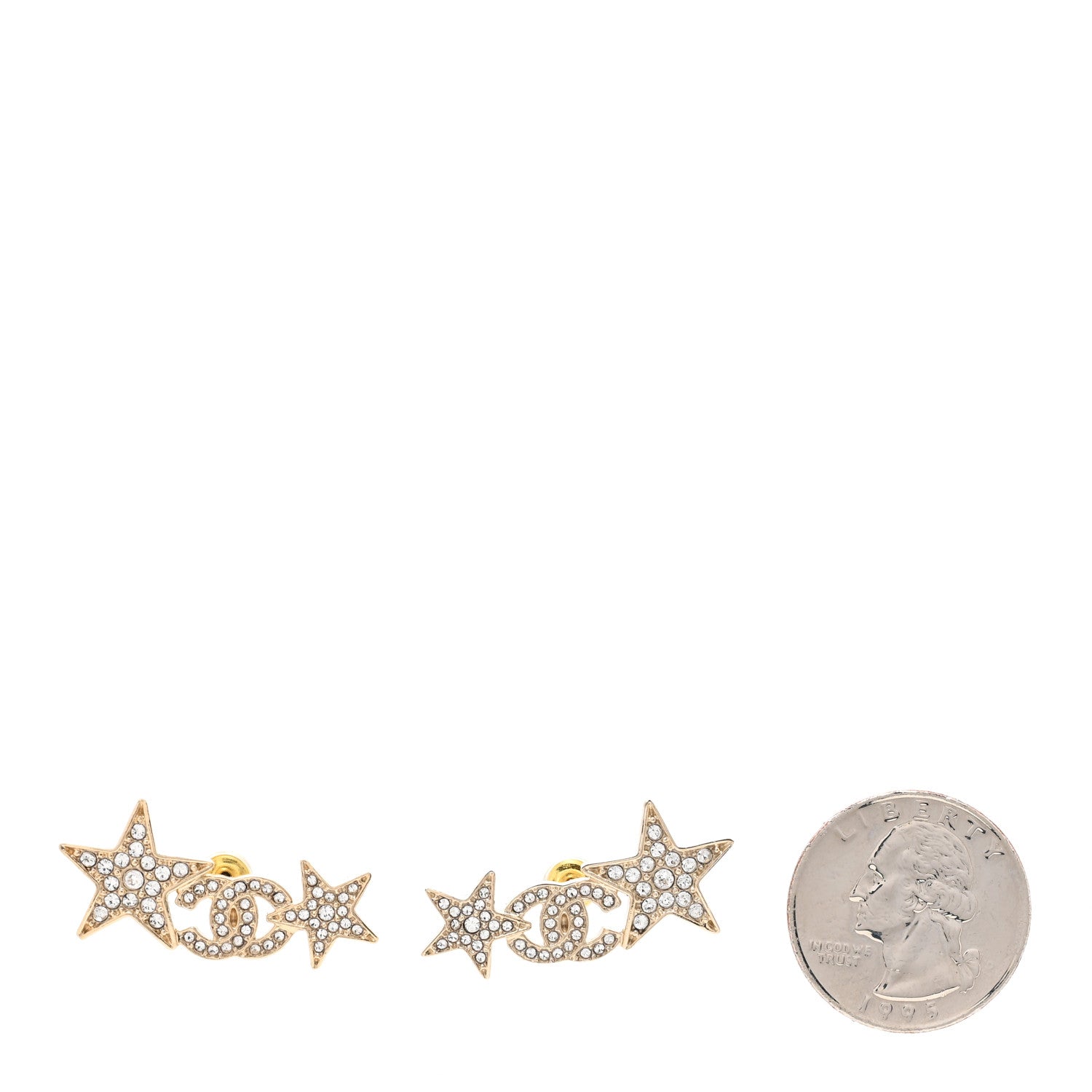 Chanel Crystal Star CC Earrings Gold 2 of 4