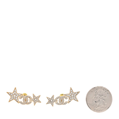 Chanel Crystal Star CC Earrings Gold 2 of 4