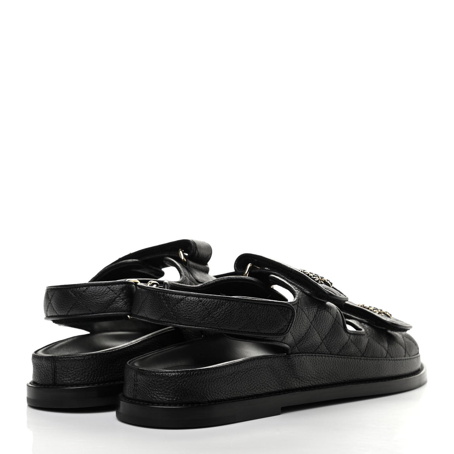 Grained Calfskin Velcro Dad Sandals 38.5 Black