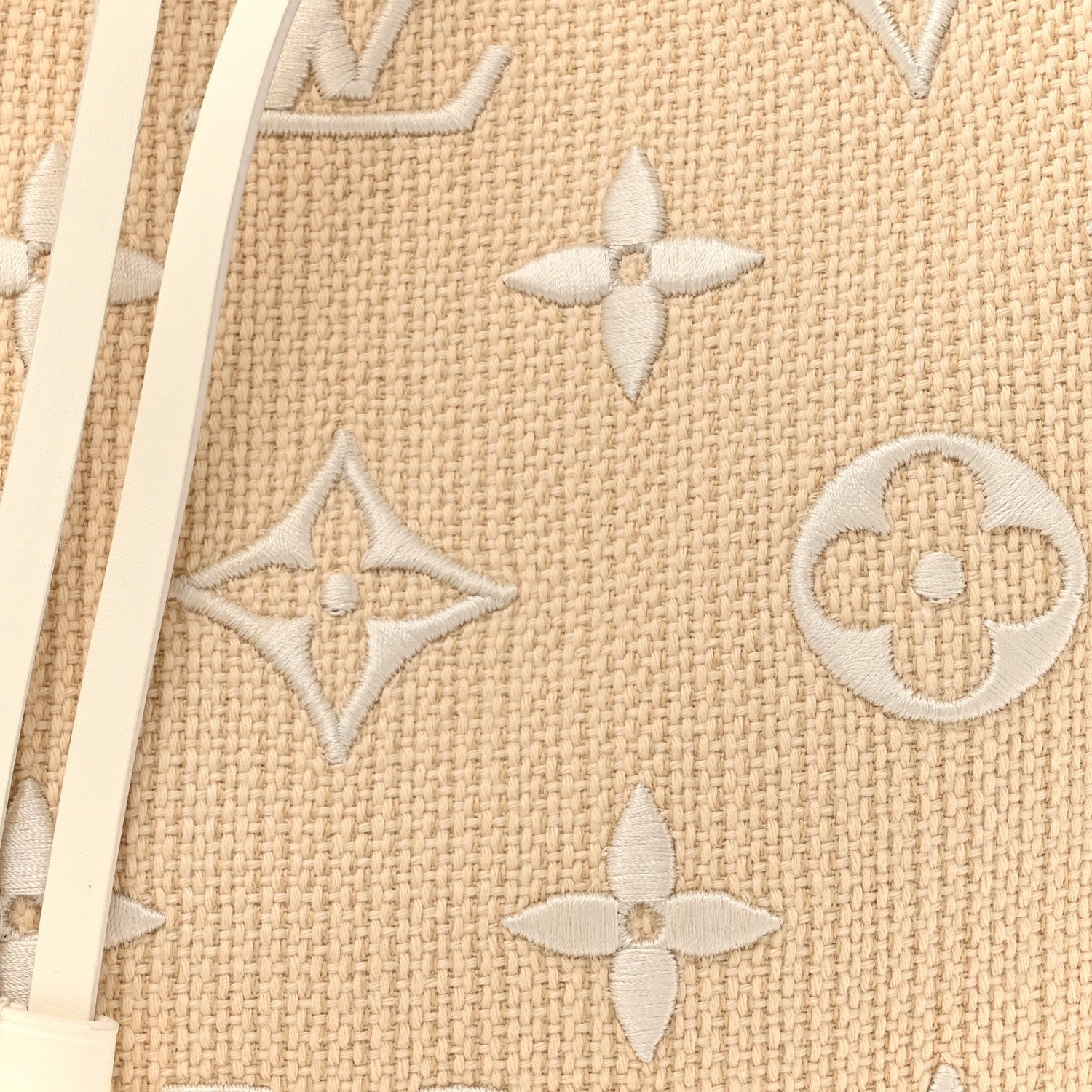 Louis Vuitton Cotton Monogram Embroidered Neonoe MM Beige White 7 of 9
