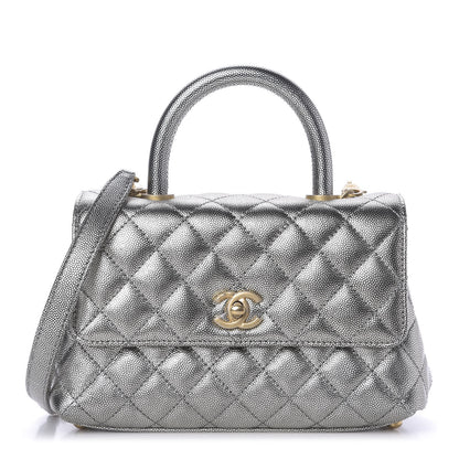 Chanel Metallic Caviar Quilted Mini Coco Handle Flap Silver 1 of 10