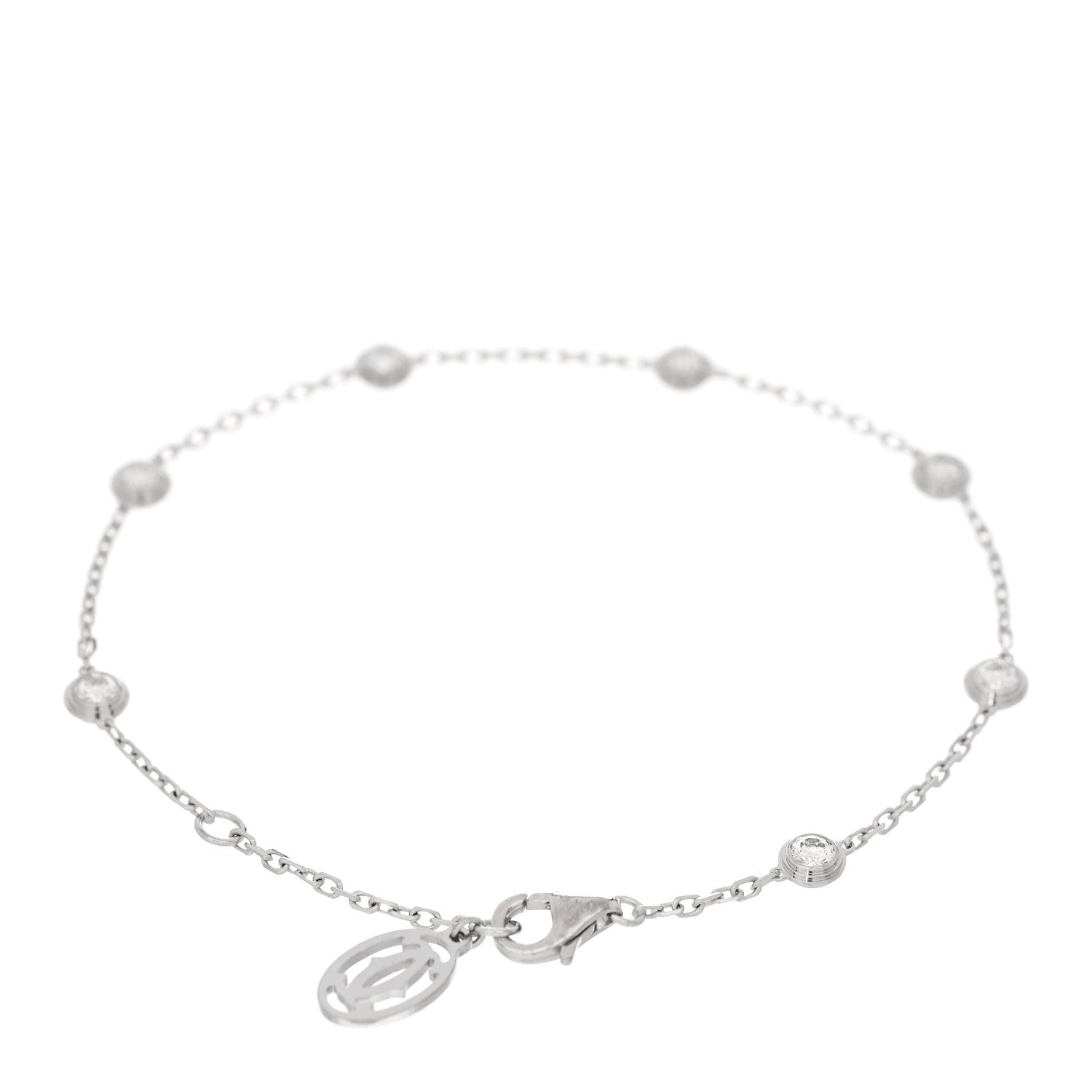Cartier 18K White Gold 7 Diamond D'Amour Station Bracelet 2 of 3