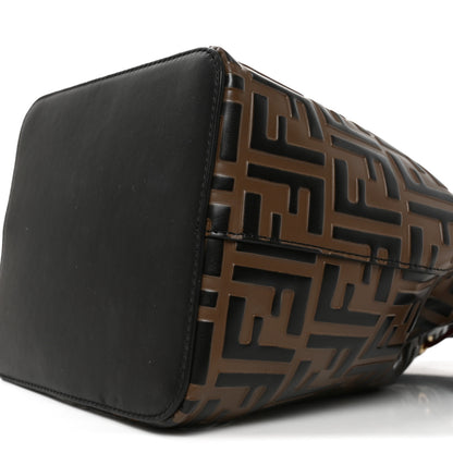 Fendi Vitello Grace F is Fendi Bi-Color FF 1974 Embossed Grande Mon Tresor Bucket Bag Maya Black Fragola 9 of 9