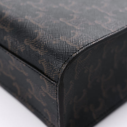 Celine Triomphe Canvas Calfskin Paris Print Small Vertical Cabas Tan 6 of 13