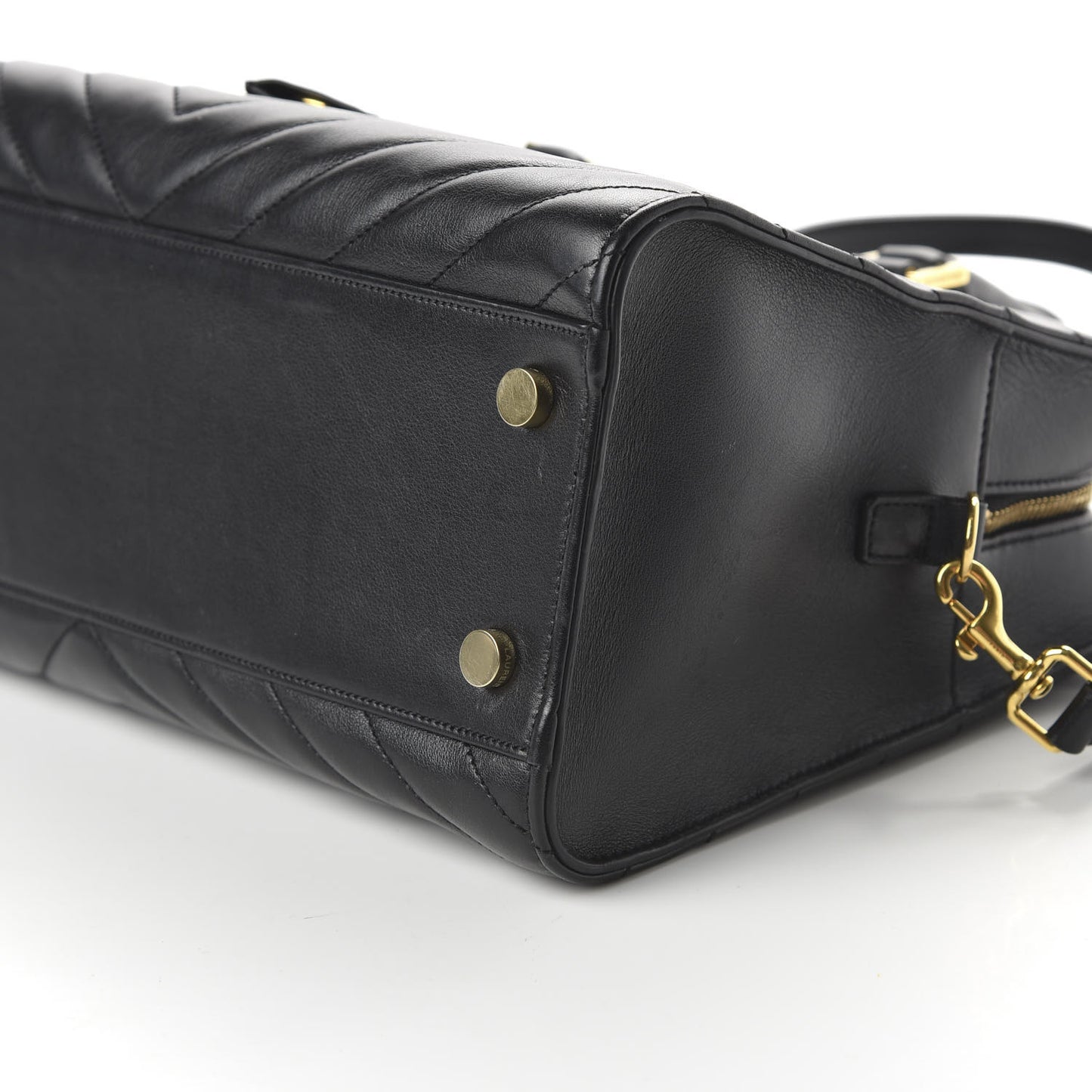 Calfskin Matelasse Chevron Small Monogram Cabas Black