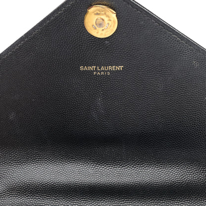 Saint Laurent Grain De Poudre Matelasse Chevron Medium Monogram Satchel Black 16 of 18