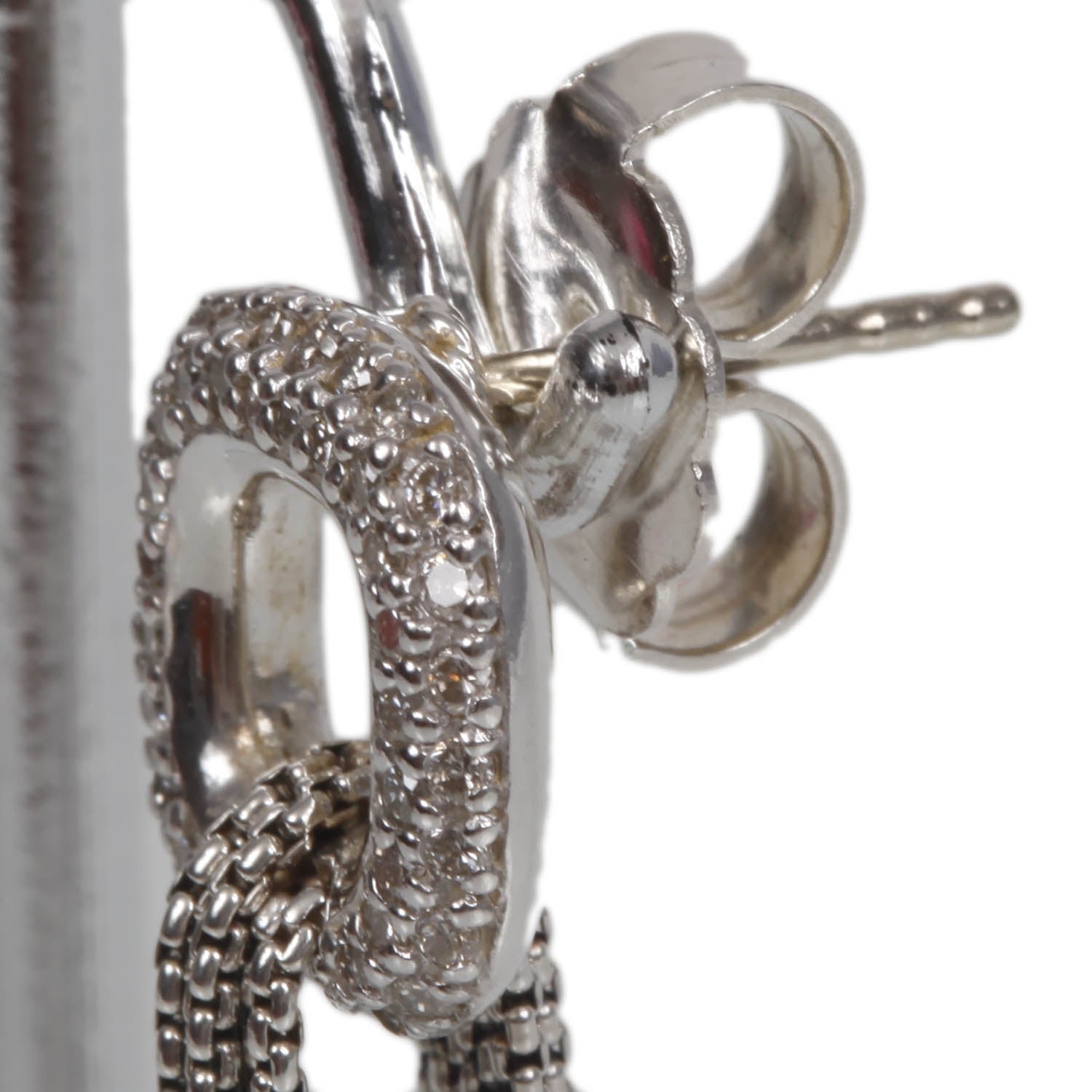 David Yurman Sterling Silver Pave Diamond Waterfall Drop Earrings 2 of 5