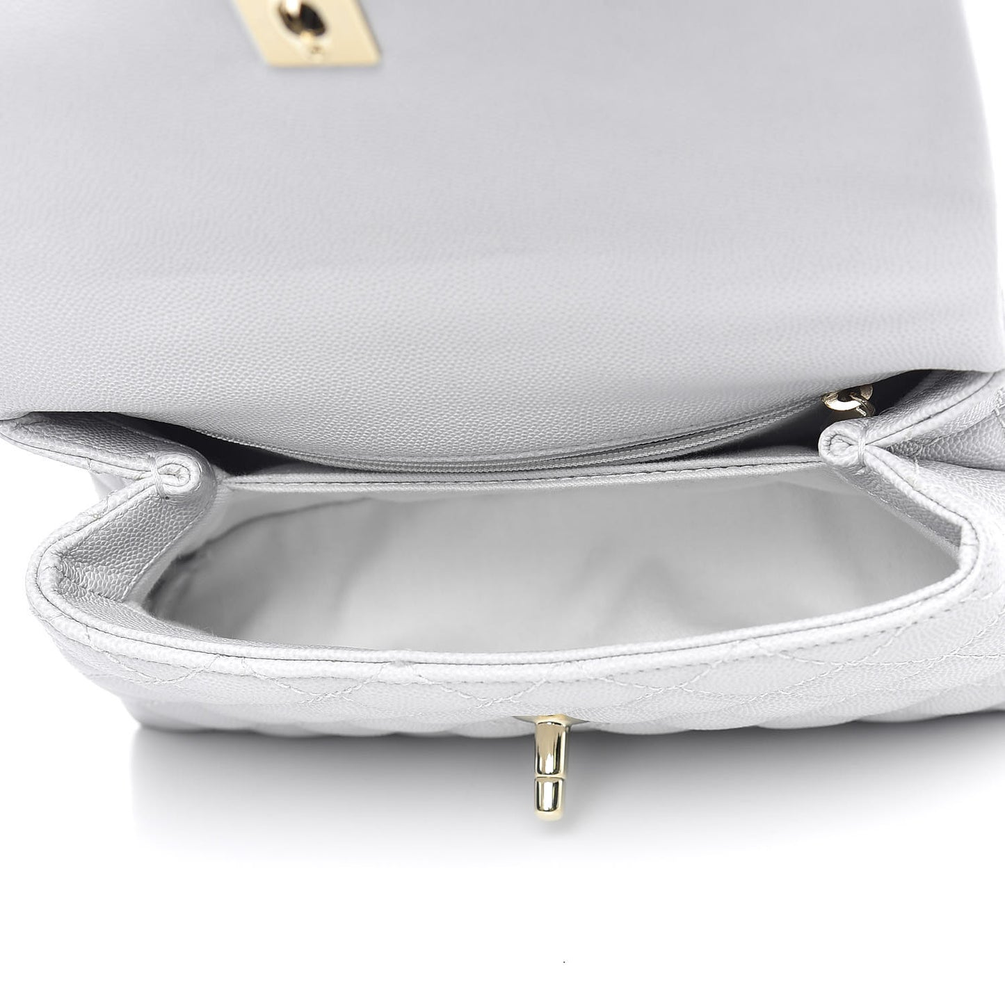 Caviar Quilted Mini Coco Handle Flap Light Grey
