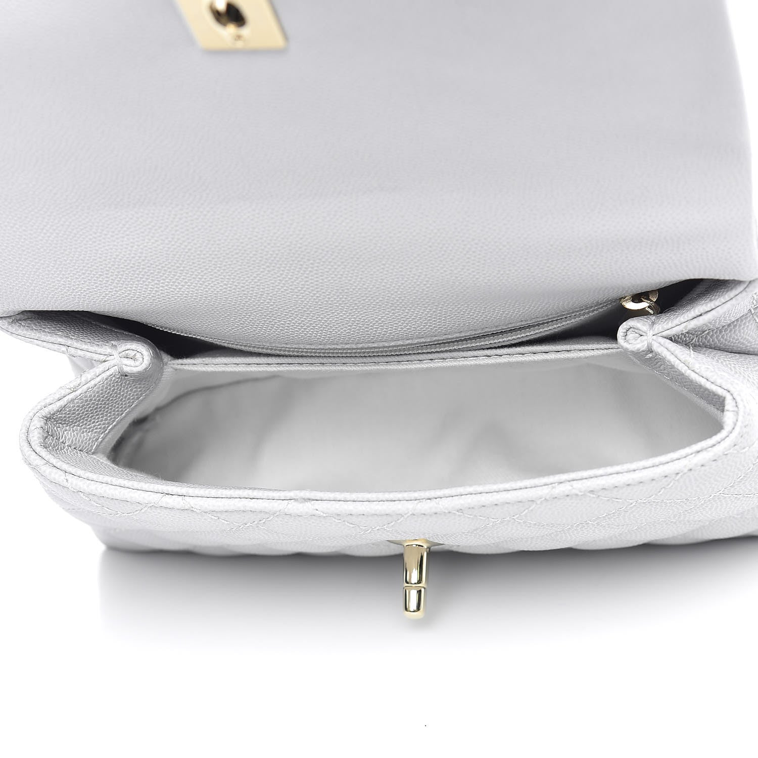 Chanel Caviar Quilted Mini Coco Handle Flap Light Grey 5 of 10
