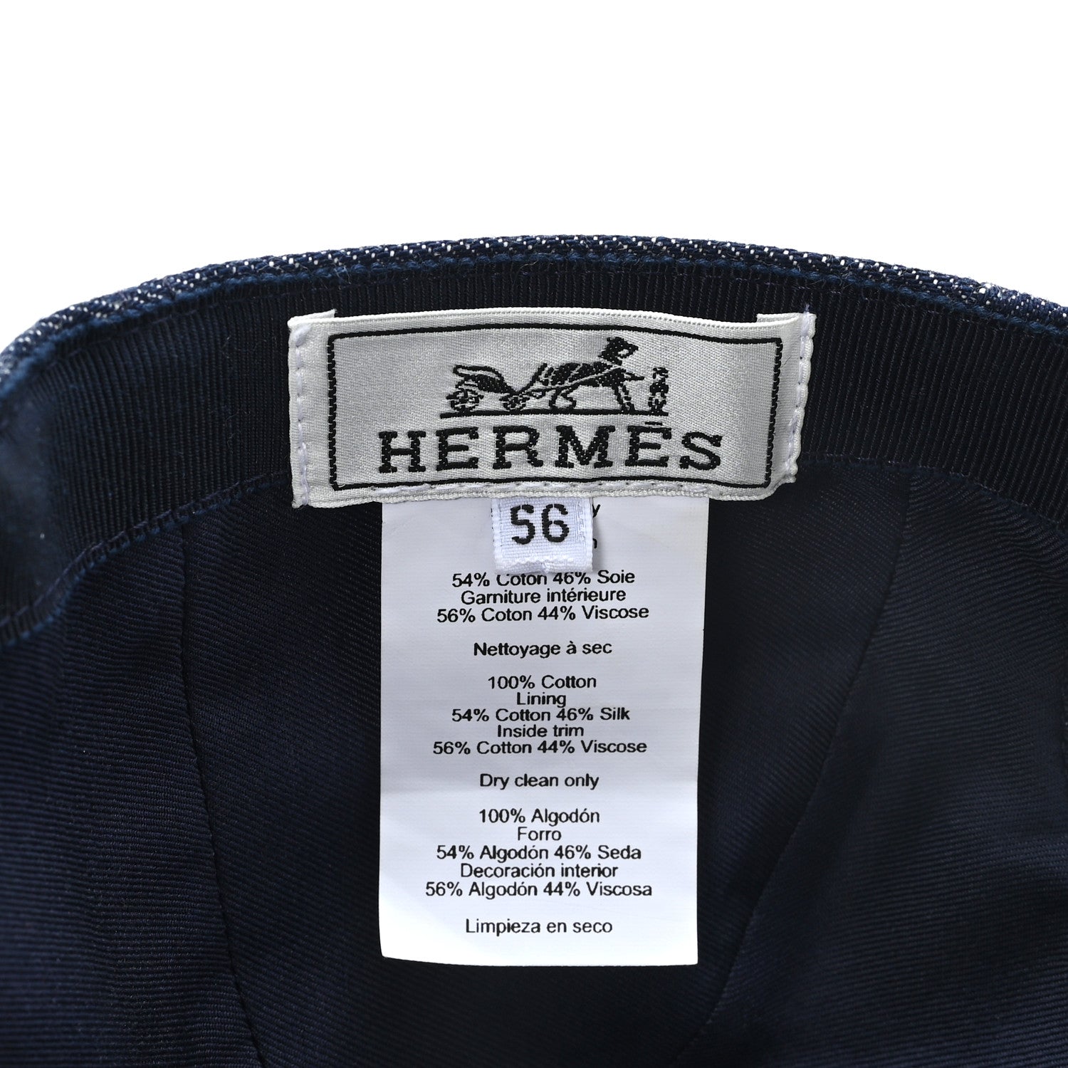 Hermes Denim Embroidered Davis Emile Hat 56 Indigo 8 of 9