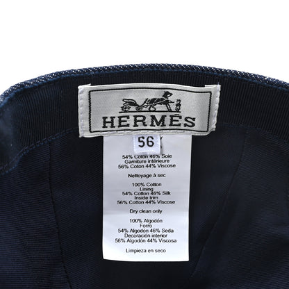 Hermes Denim Embroidered Davis Emile Hat 56 Indigo 8 of 9