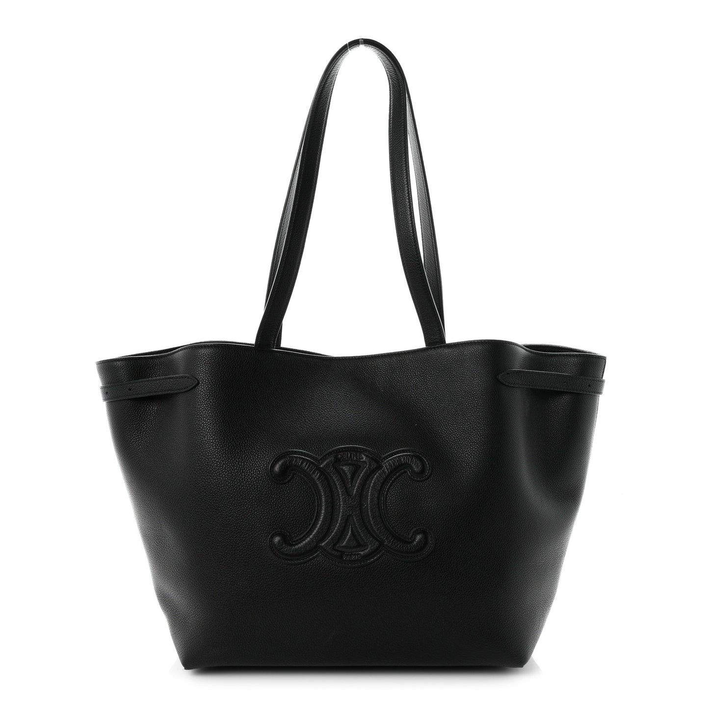 Grained Calfskin Triomphe Medium Cabas Anais Black