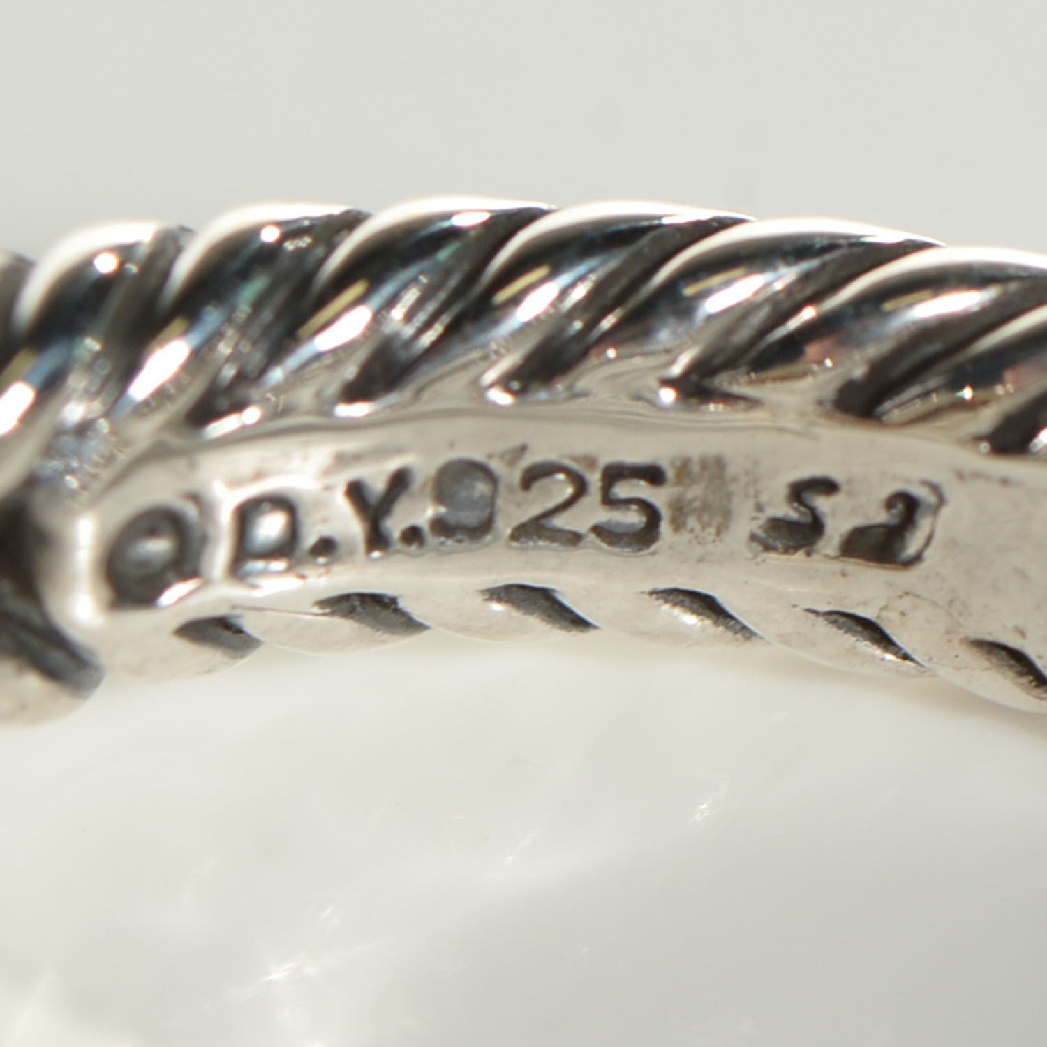 David Yurman Sterling Silver Diamond Citrine 7mm Petite Albion Ring 54 7 4 of 4