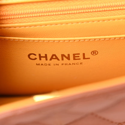 Chanel Lambskin Quilted Bi-Color Mini Top Handle Rectangular Flap Light Brown Yellow 6 of 11