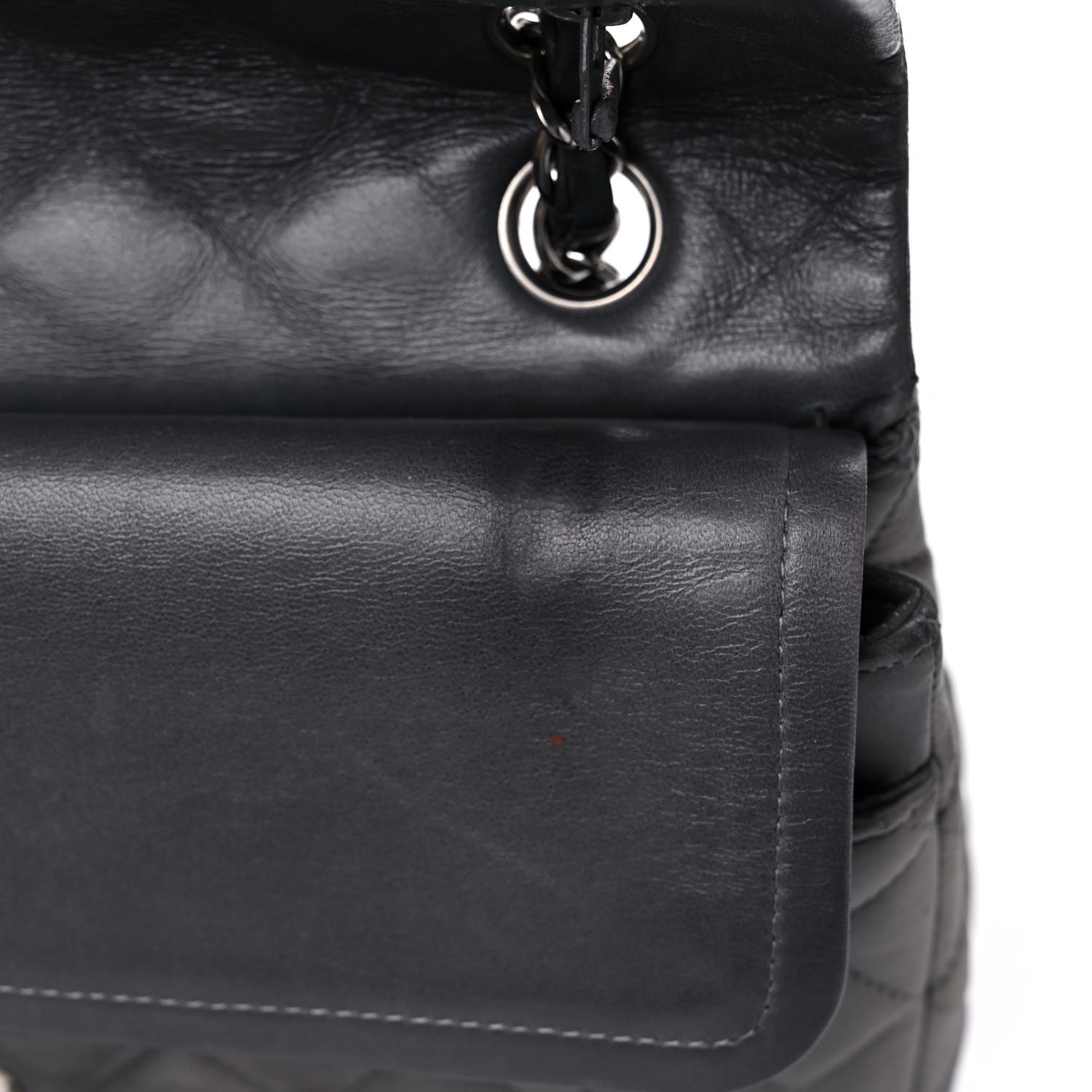 Chanel Lambskin Quilted Medium Double Flap Dark Grey 17 of 26