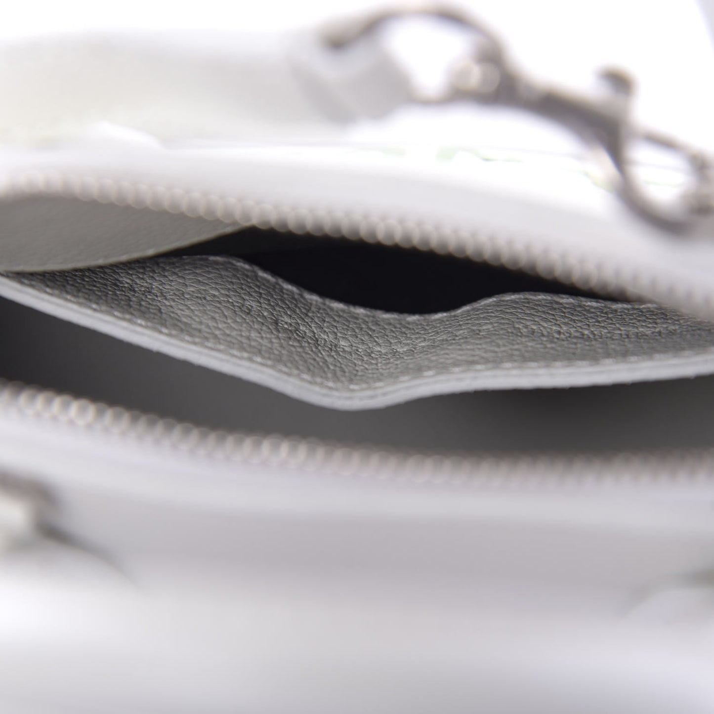 Grained Calfskin Logo XXS Ville Top Handle Bag White Light Green