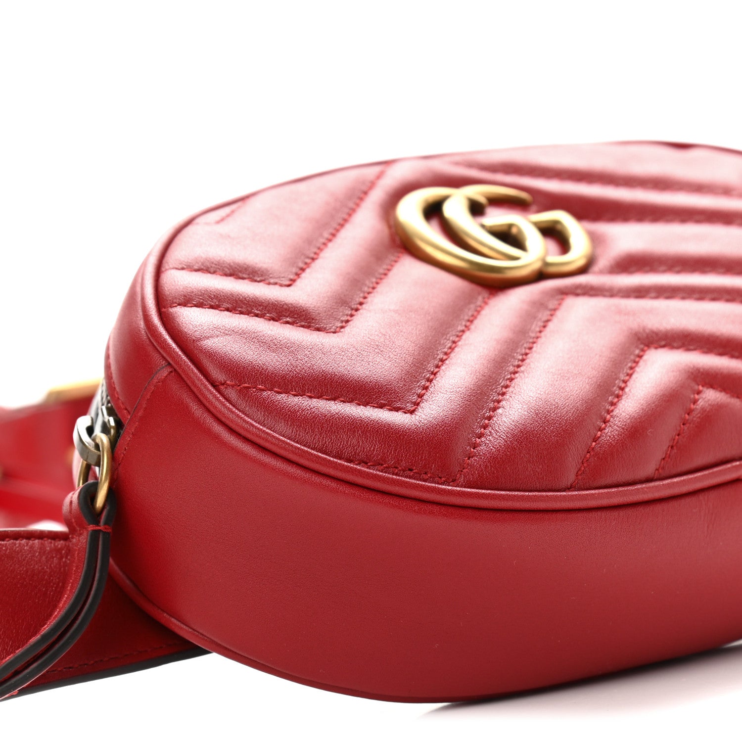 Gucci Calfskin Matelasse GG Marmont Belt Bag 85 34 Hibiscus Red 10 of 11