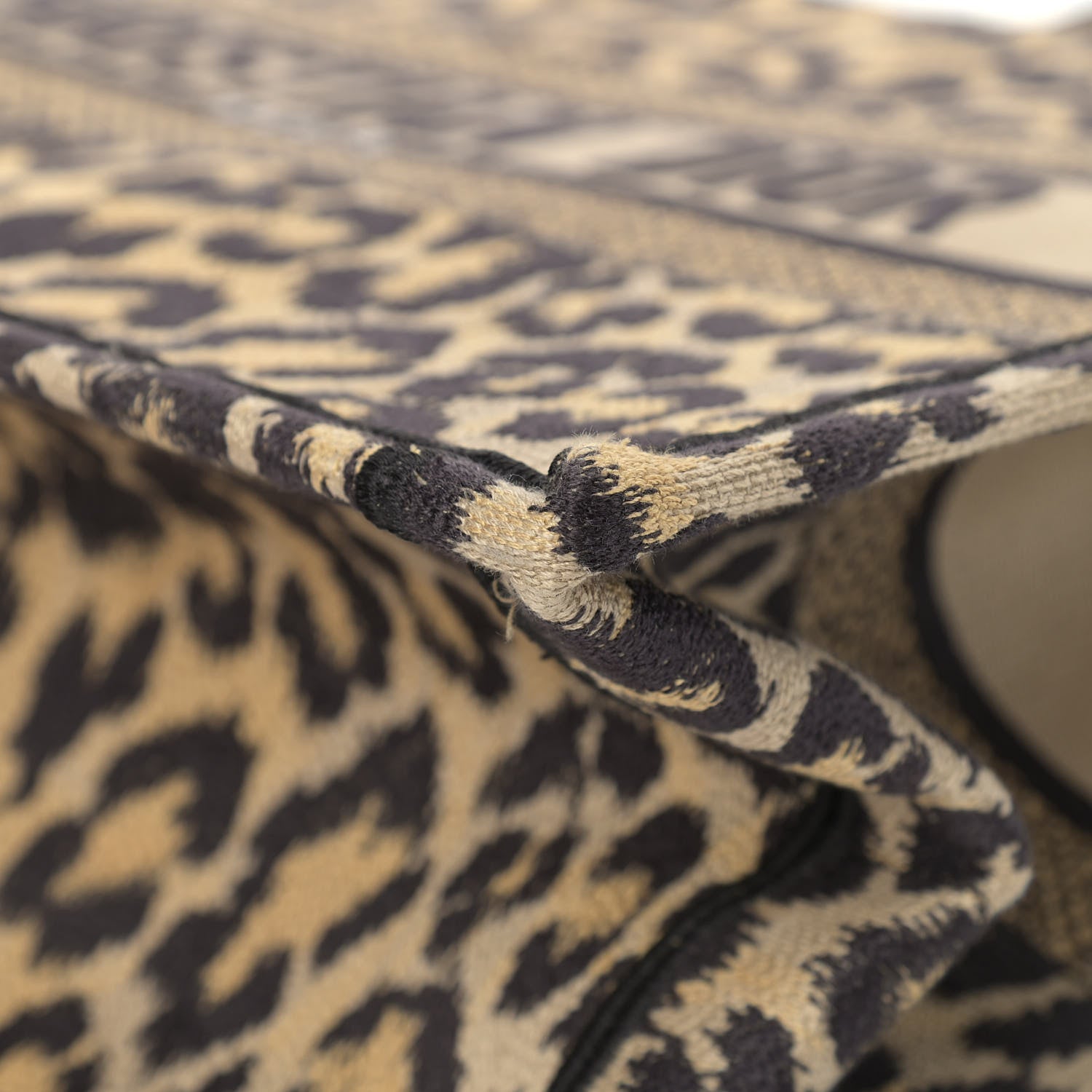 Christian Dior Canvas Mizza Embroidered Medium Leopard Book Tote Beige 8 of 11