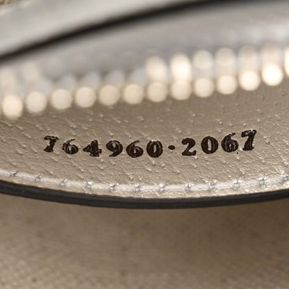 Gucci GG Supreme Monogram Lame Textured Dollar Calfskin Mini Ophidia Chain Bag Beige Ebony Silver 7 of 10