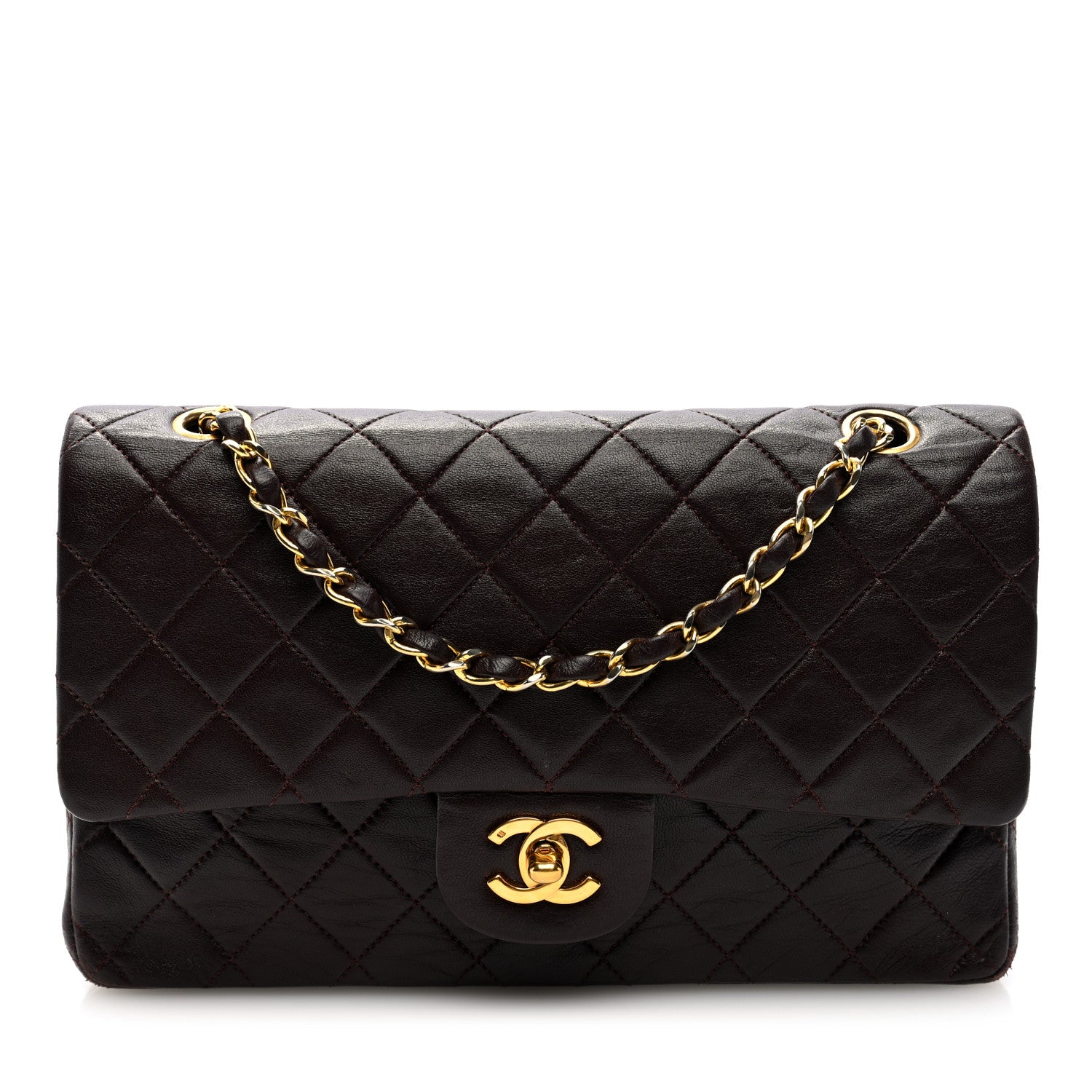 Chanel Lambskin Quilted Medium Double Flap Dark Brown 1 of 10