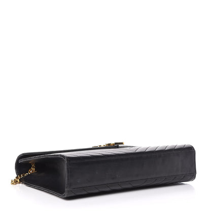 Saint Laurent Smooth Calfskin Matelasse Chevron Large Monogram Satchel Black 4 of 20