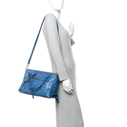 Miu Miu Vitello Shine Zip Tote Oceano 2 of 11