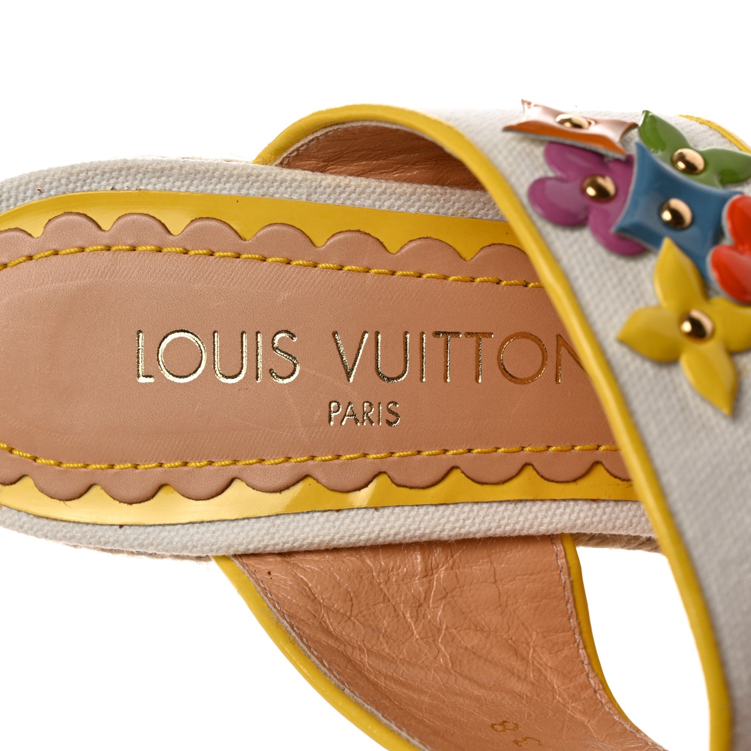 Louis Vuitton Canvas Espadrille Wedge Sandals 38 Multicolor 6 of 9