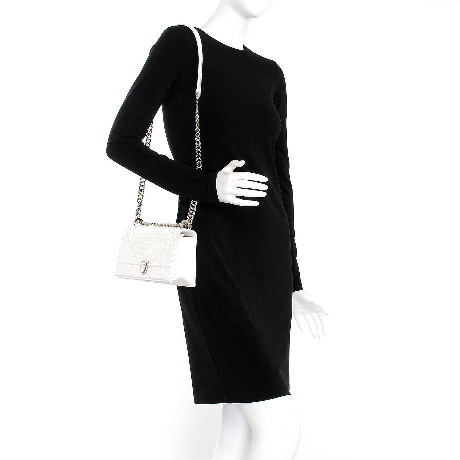 Christian Dior Patent Micro-Cannage Small Diorama Flap Bag White 2 of 11
