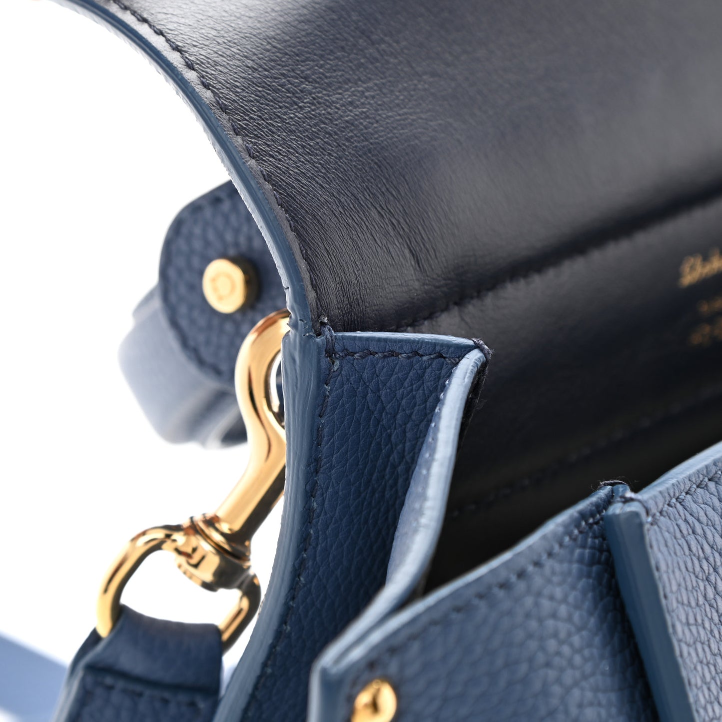 Grained Calfskin Sofia Satchel Blue