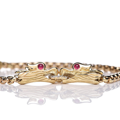 John Hardy 18K Yellow Gold Diamond Ruby Legends Naga Station Bracelet 4 of 5