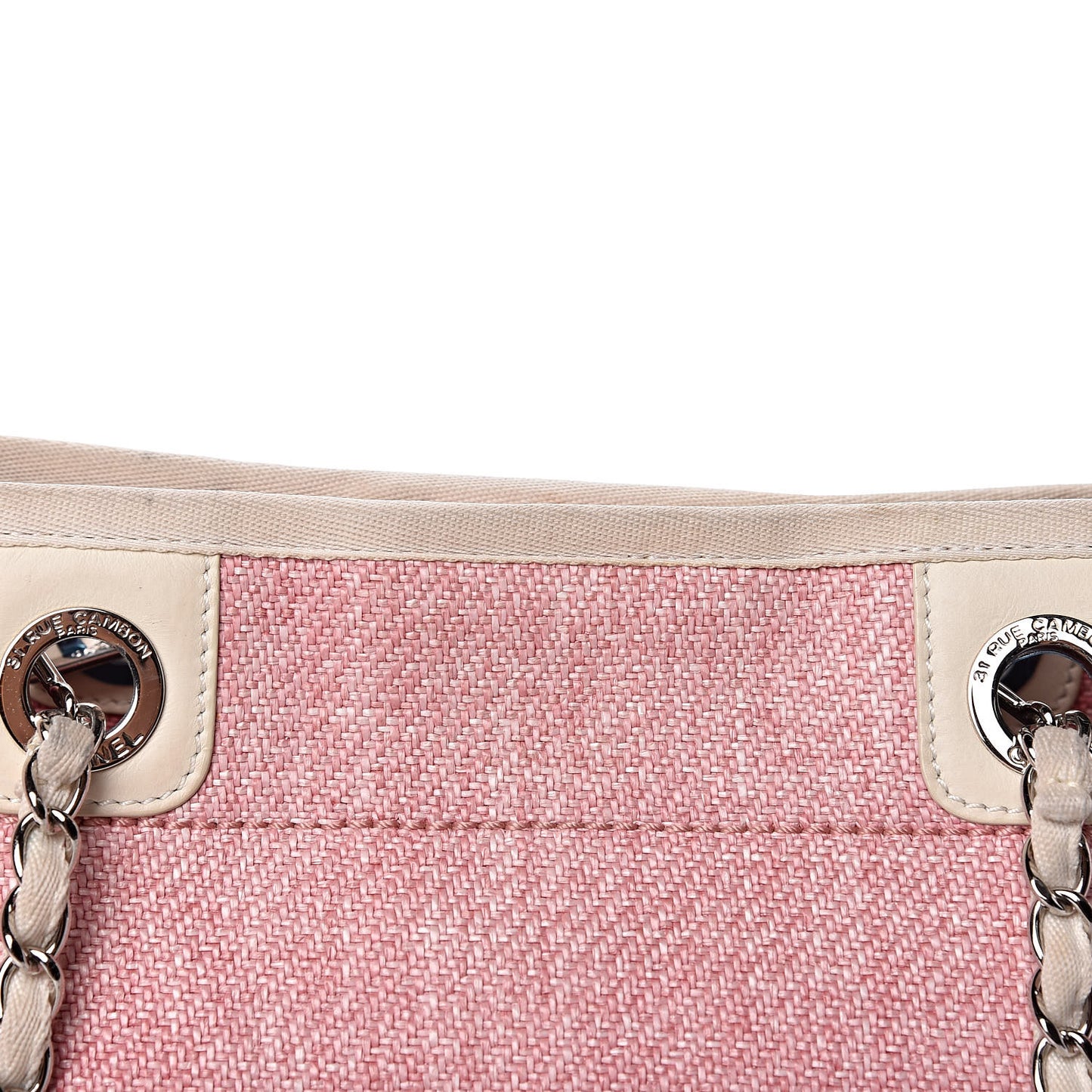 Woven Straw Raffia Small Deauville Tote Pink
