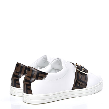 Fendi Vitello FF Embossed Womens Slip On Sneakers 39.5 Ultra White Maya Black 4 of 10