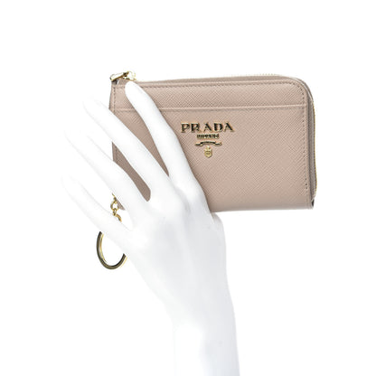 Prada Saffiano Metal Zip Around Keychain Cipria 2 of 7