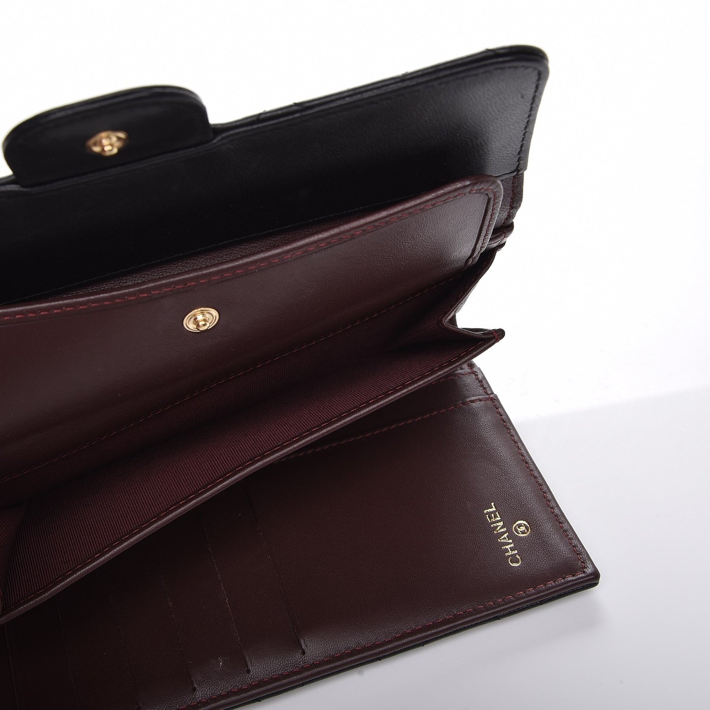 Lambskin Quilted Large Flap Wallet Black