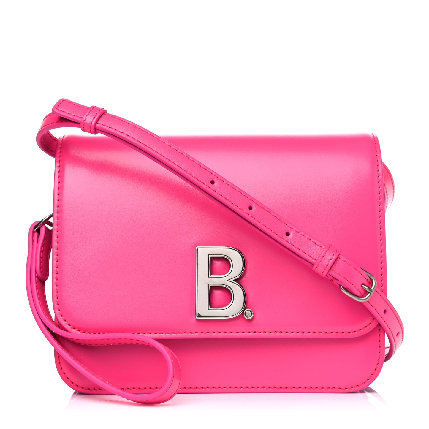 Shiny Box Calfskin Small B Bag Acid Fuchsia