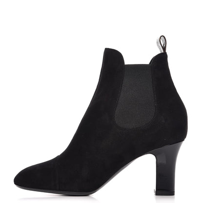 Louis Vuitton Suede Monogram Uniformes Cap Toe Chelsea 75mm Ankle Boots 37.5 Black 1 of 9