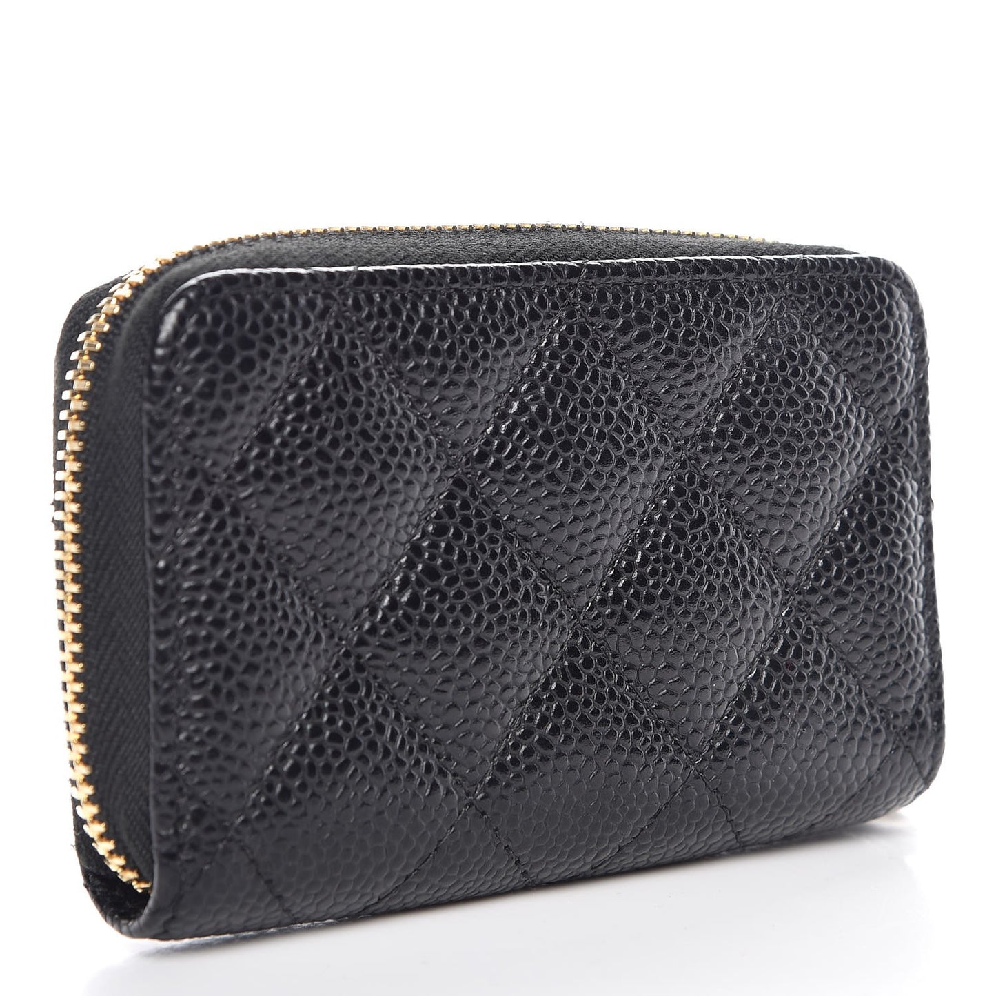 Caviar Quilted Zip Coin Purse Black