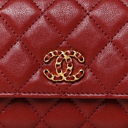 Chanel Lambskin Quilted Medium 19 Flap Wallet Burgundy 8 of 8