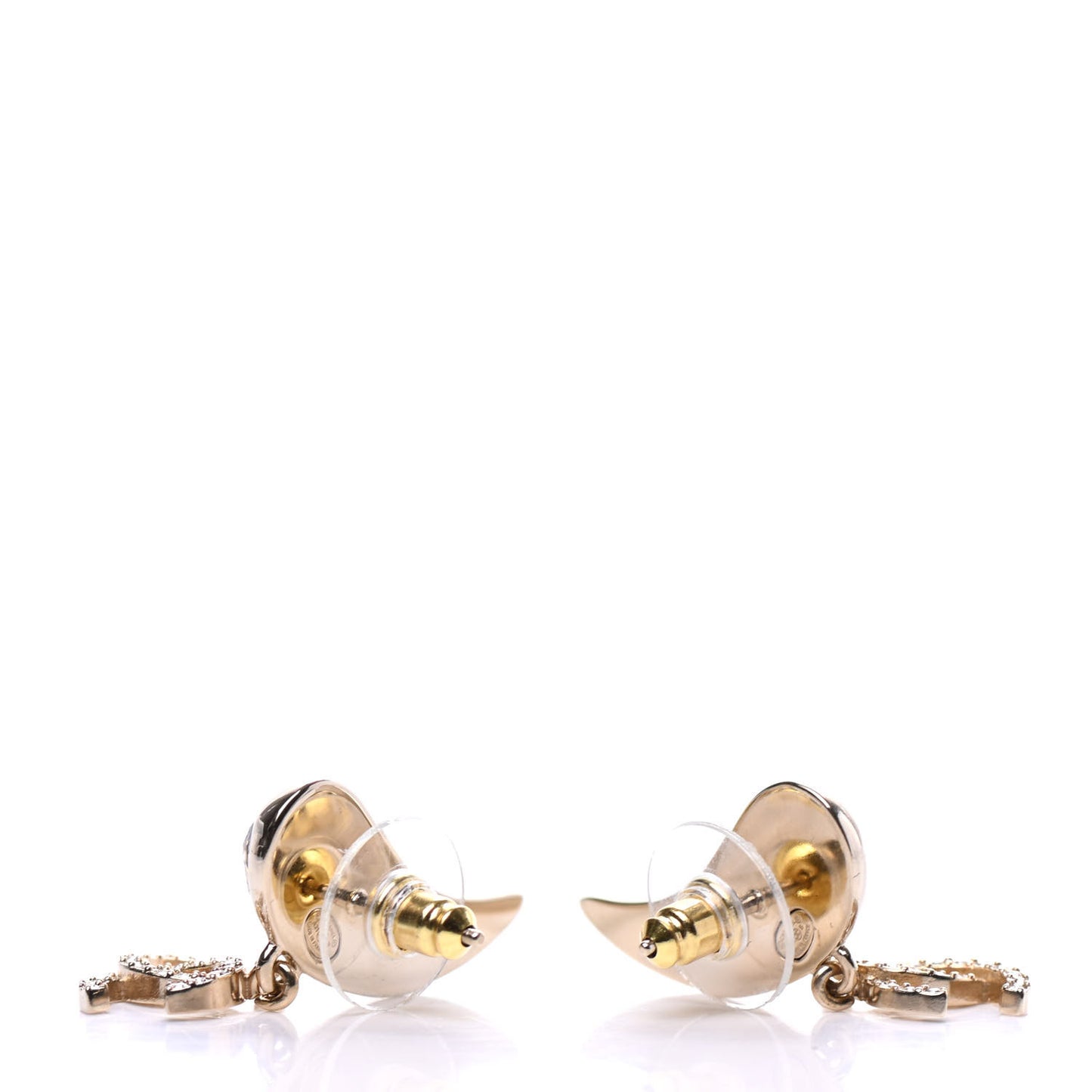 Crystal Pearl CC Drop Earrings Gold