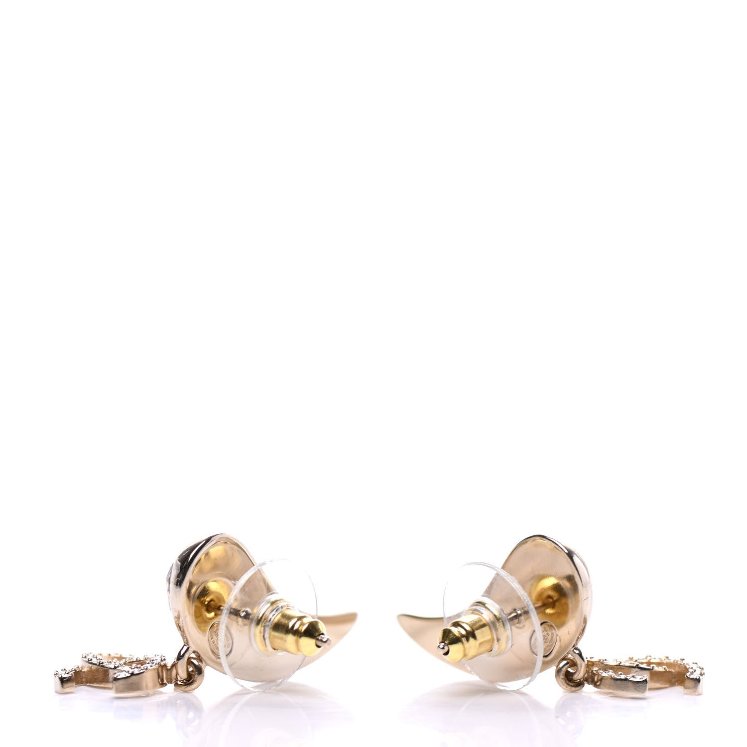 Chanel Crystal Pearl CC Drop Earrings Gold 3 of 5