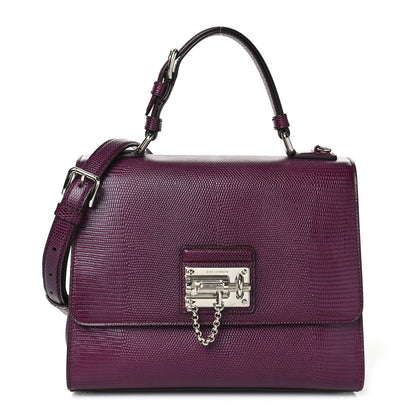 Dolce & Gabbana Lizard Calfskin Embossed Medium Monica Top Handle Bag Purple 1 of 7