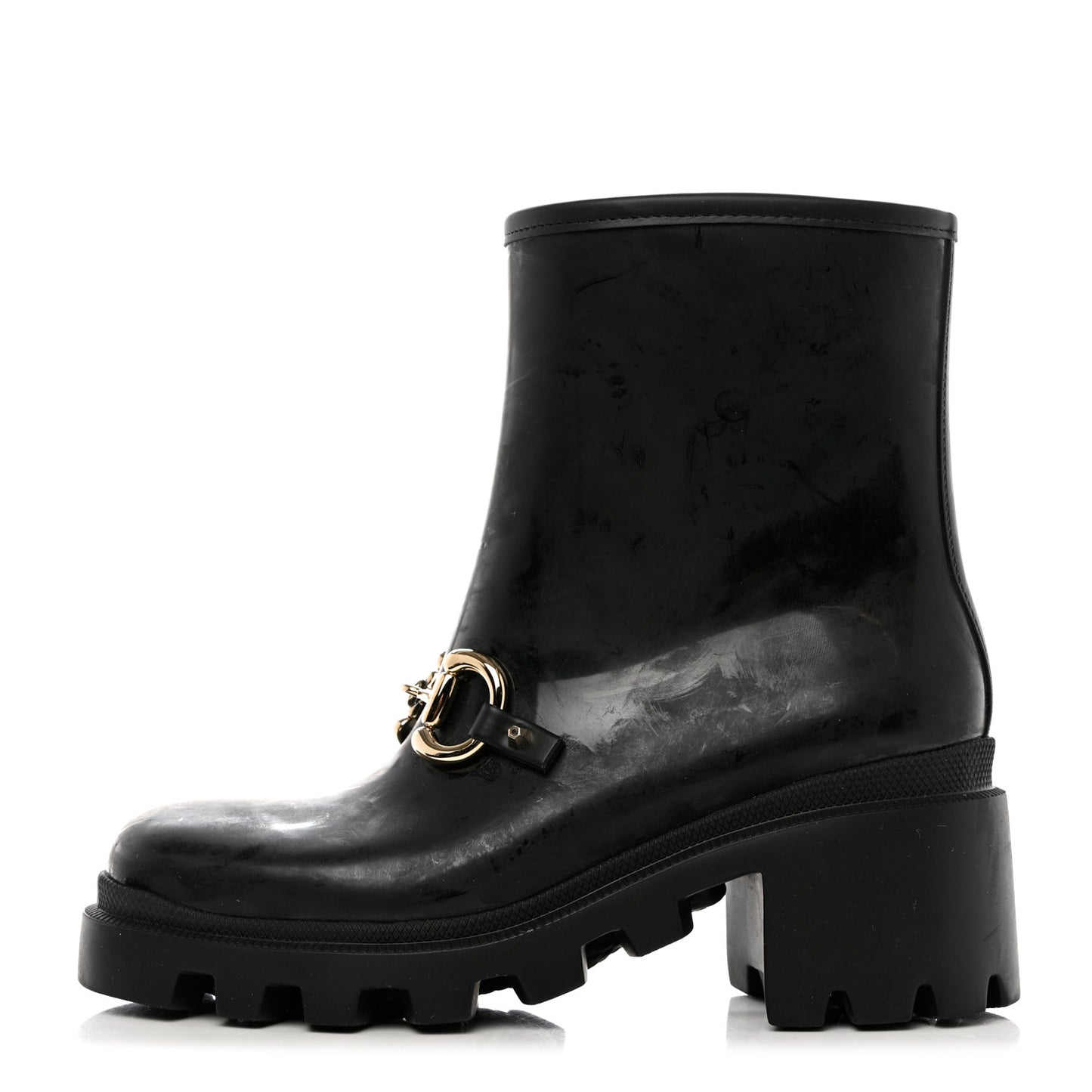 Rubber Womens Horsebit Ankle Boots 37 Black