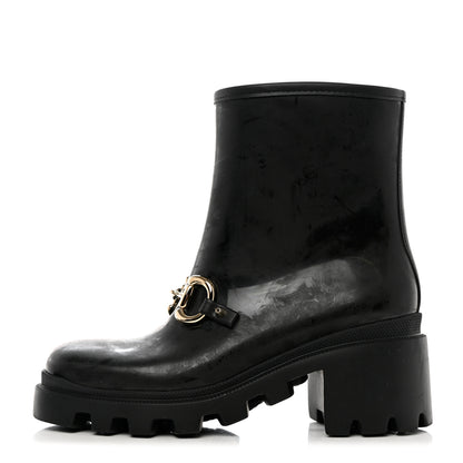 Gucci Rubber Womens Horsebit Ankle Boots 37 Black 1 of 8