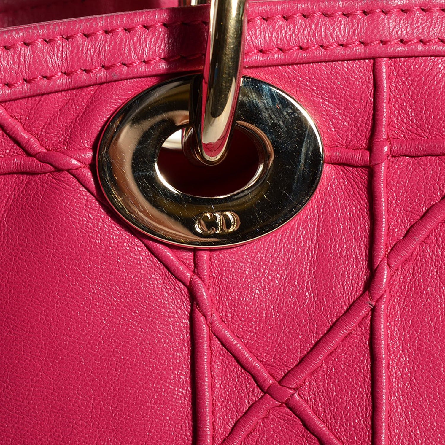 Christian Dior Lambskin Cannage Medium Granville Tote Fuchsia 17 of 20