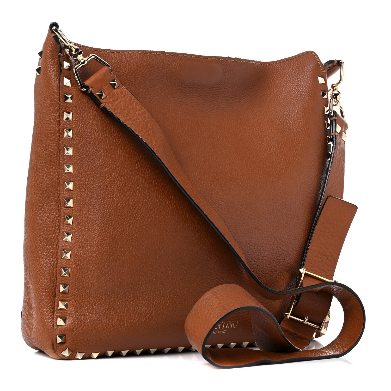 Valentino Garavani Pebbled Calfskin Large Rockstud Flip-Lock Messenger Bag Light Cuir 3 of 28