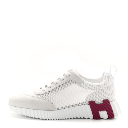 Hermes Air Mesh Suede Goatskin Bouncing Sneakers 36.5 White Orange Pink 1 of 9