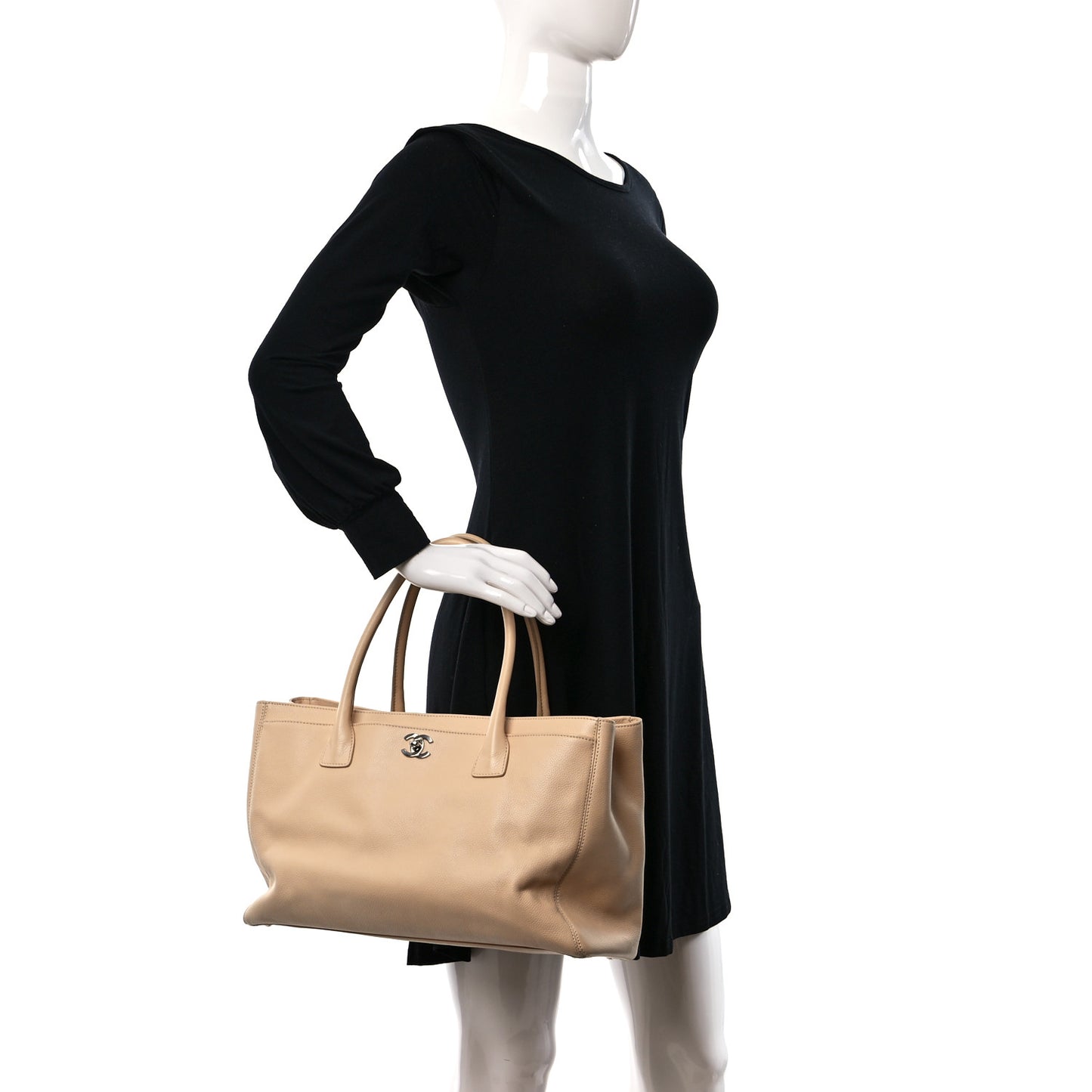 Calfskin Cerf Executive Shopper Tote Beige