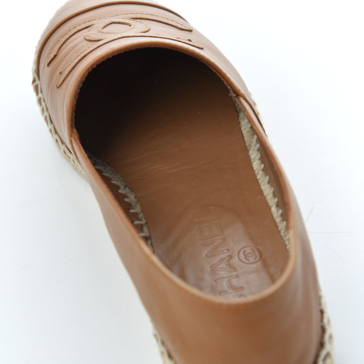 Calfskin CC Espadrilles 38 Light Brown