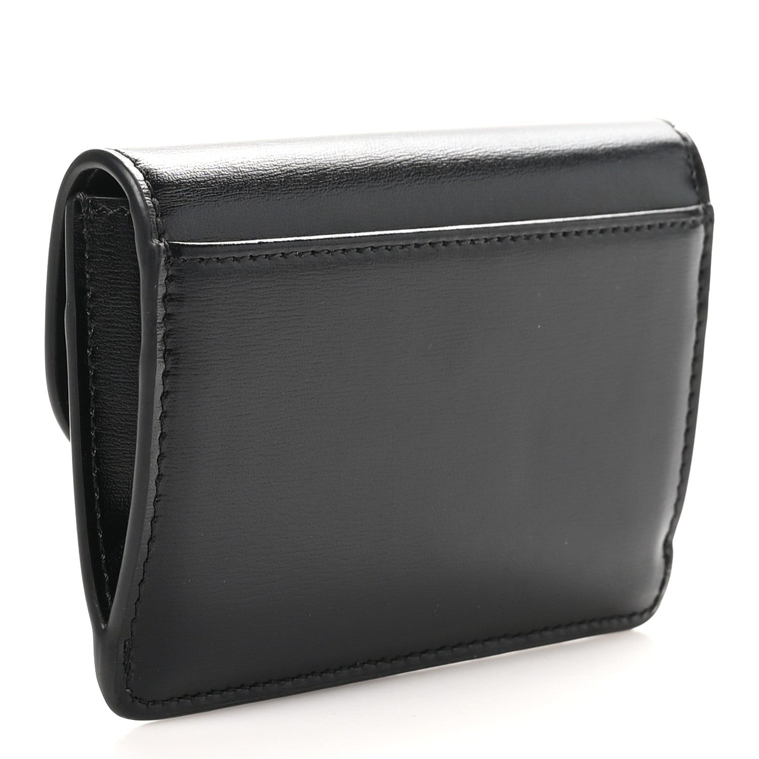Celine Shiny Calfskin Triomphe Flap Card Holder Black 3 of 7